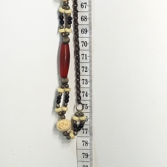 Hand Carved Bone Silver Metal Chain Infinity Necklace - Picture 9 of 9